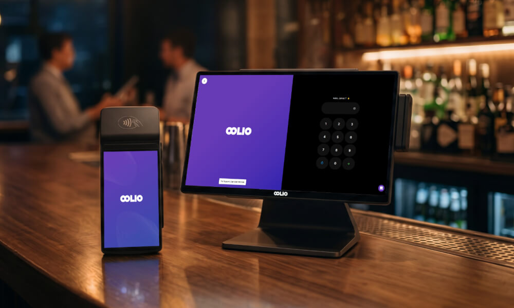 Oolio devices on a pub bar