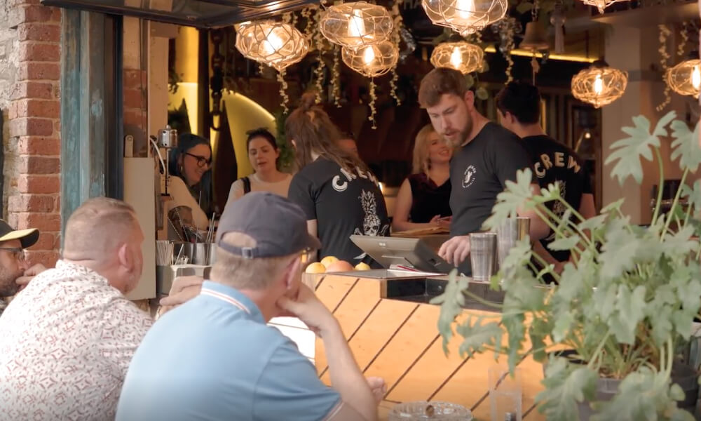 Busy outdoor bar