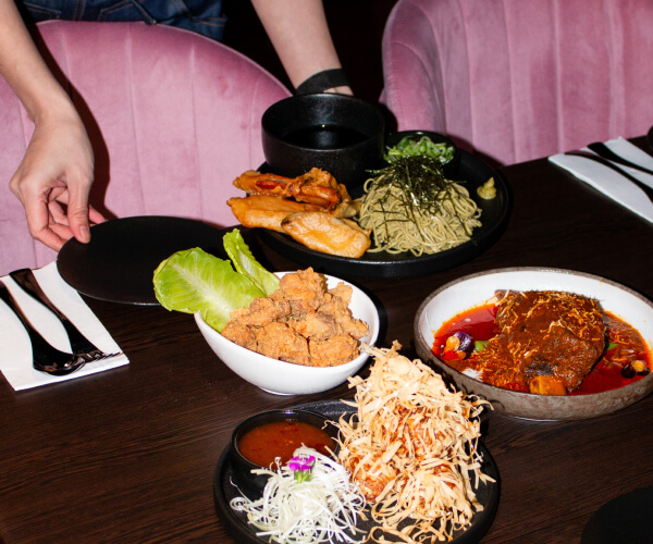 Dinner being server at a hot night spot