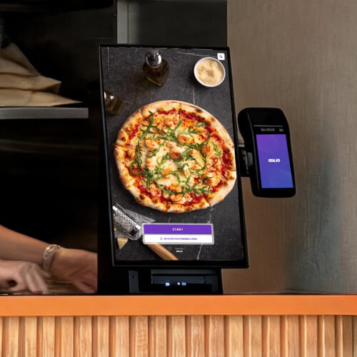Oolio kiosk at pizza restaurant