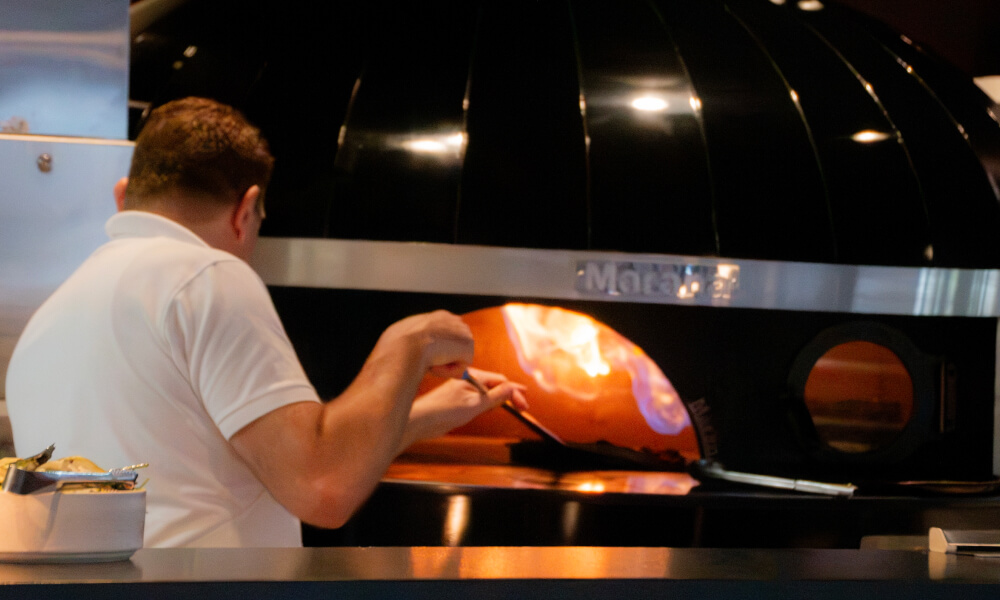Pizza maker at Meat Flour Wine