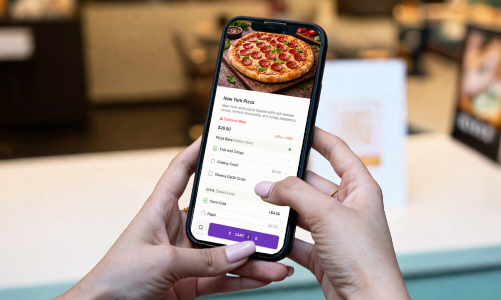 Online order using Oolio on iPhone