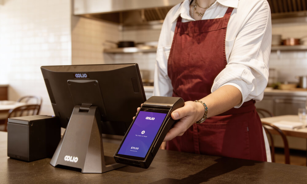 Oolio payment terminal at counter