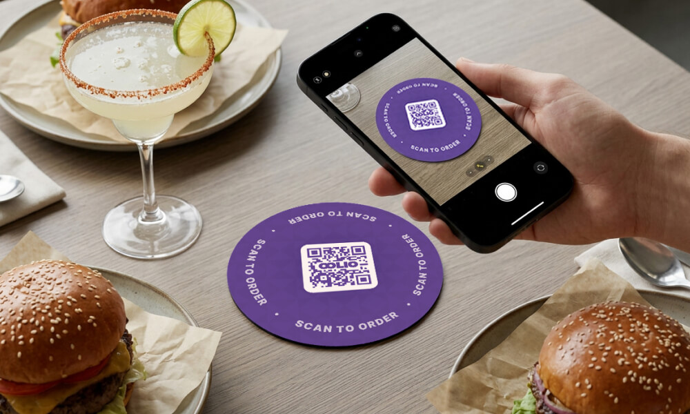 Scanning a QR code to order at table