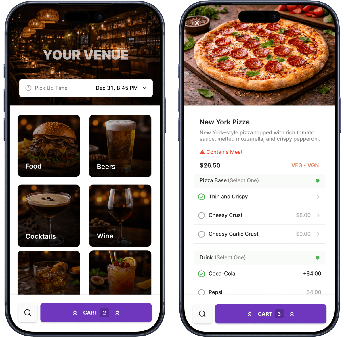 Oolio online ordering screens