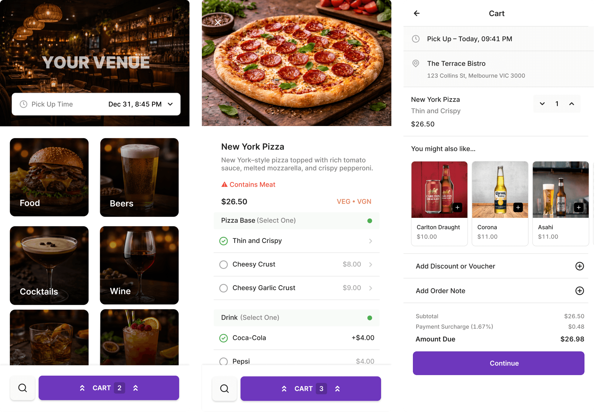 Oolio online ordering screens